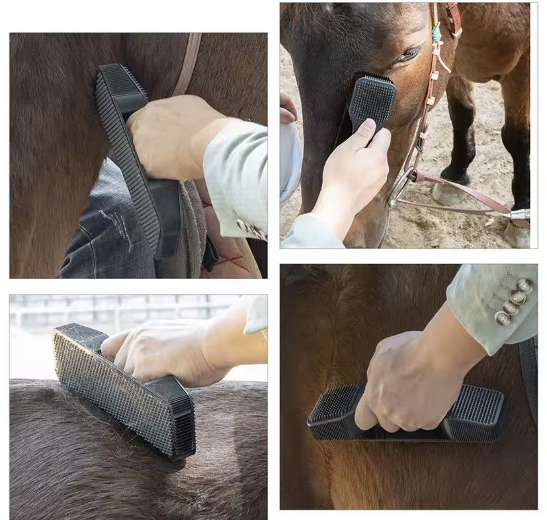Brosse de pansage ergonomique pour chevaux – spéciale mue, massage & nettoyage rapide